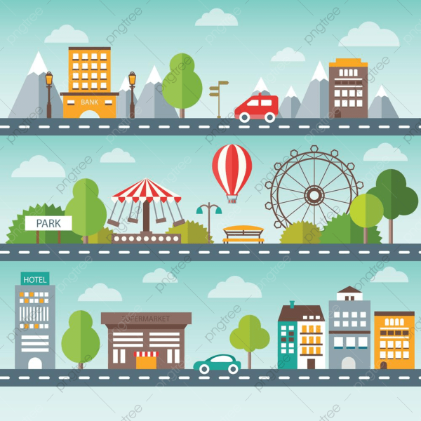 Иллюстрация город в стиле флэт