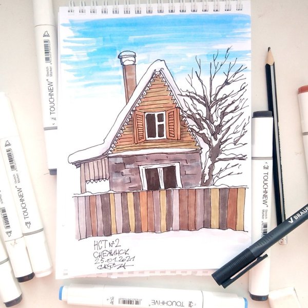 Домик маркерами