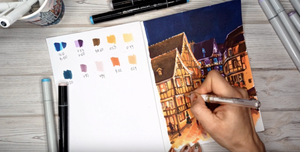 Дом спиртовыми маркерами