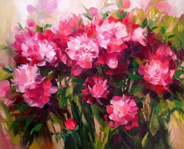 Пионы живопись Александр Сергеев