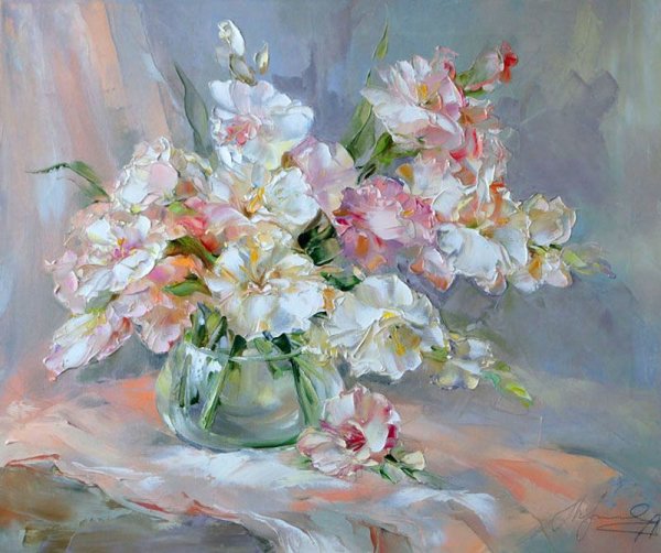 Пионы живопись Александр Сергеев