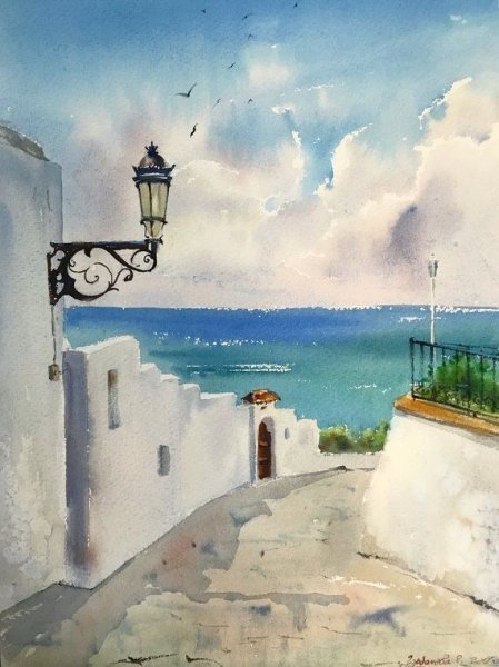 Скетч акварель Греция