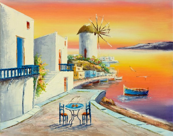 Греческий дворик Корфу Крит живопись