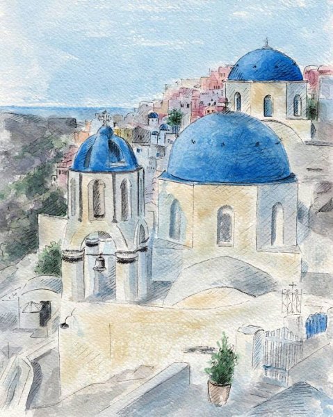 Картина Греция Санторини