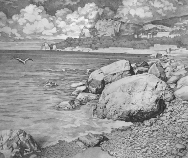 Скетчинг акварелью Маяк