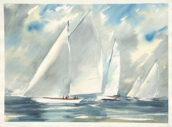 Пейзаж море цветными карандашами