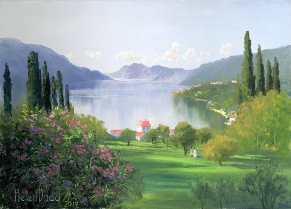 Картина маслом озеро Комо итальянский пейзаж