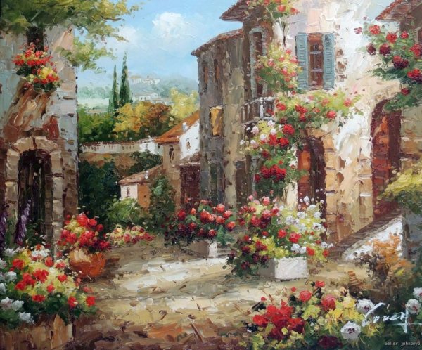 Европейские улочки Италия пейзаж живопись