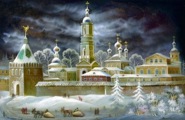 Вышивка миниатюры зимний пейзаж