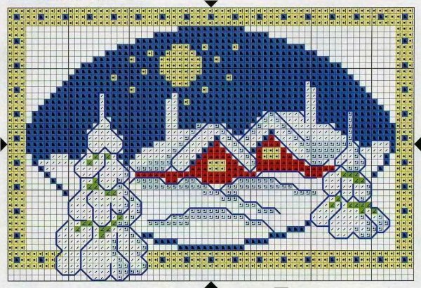 Вышивка крестом зимний пейзаж