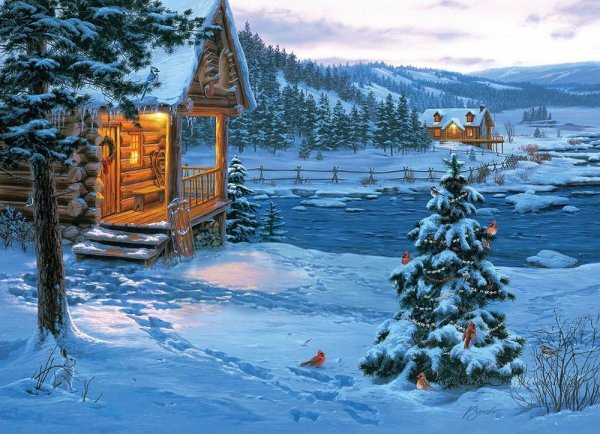 Картинки сказочной избушки в лесу зимой с новым годом для баннера