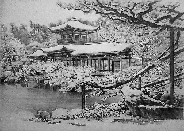 Японский пейзаж Графика