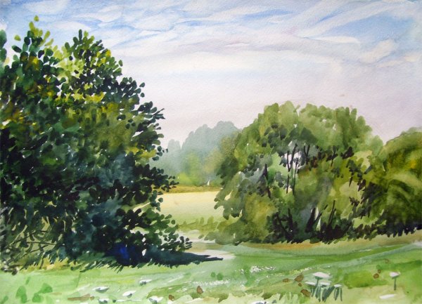 Акварель пленэр этюды сложные