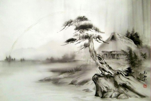 Япония замок Химэдзи рисунок