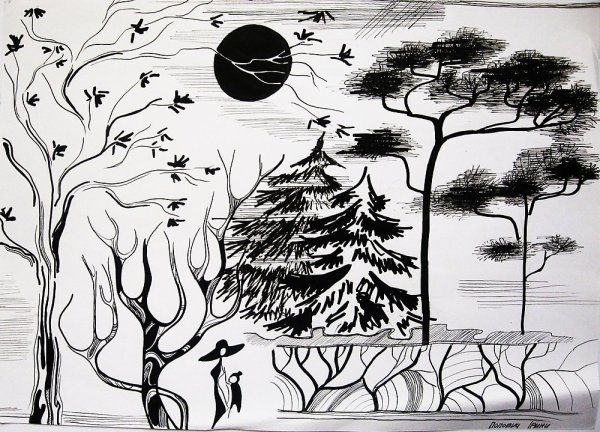 Графика цветными карандашами для детей