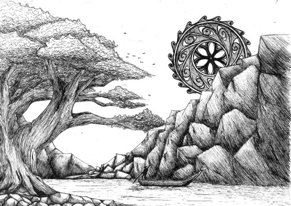 Пейзаж карандашом