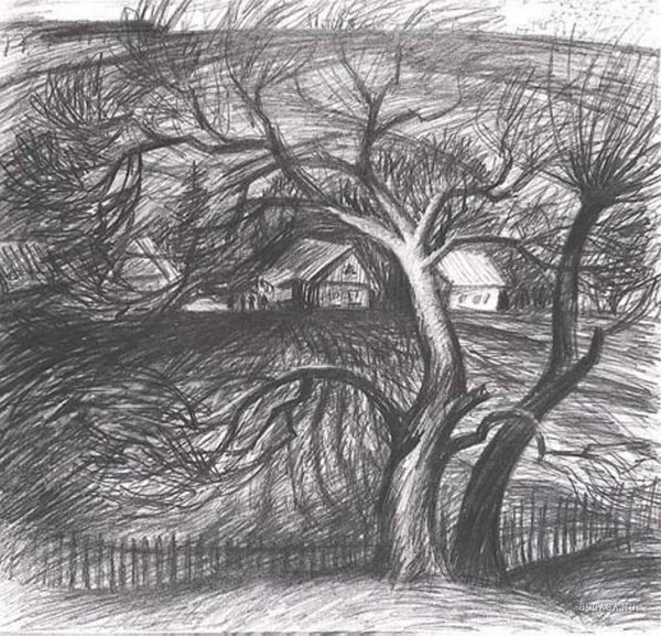 Пейзаж карандашом