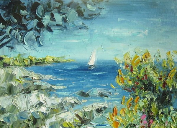 Марина морской пейзаж мастихином