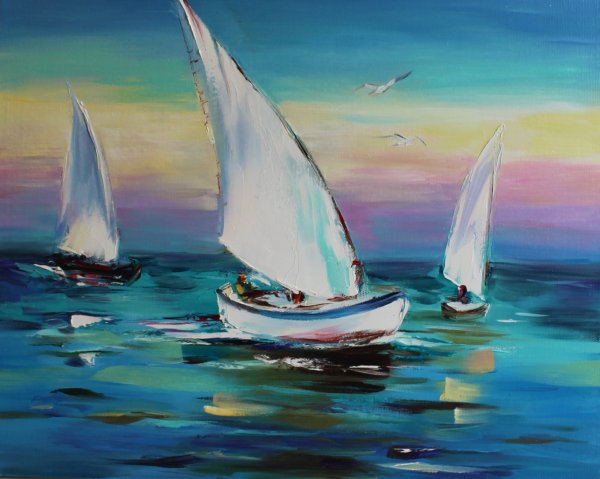 Марина морской пейзаж мастихином