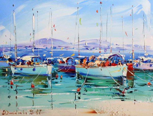 Импрессионизм море лодки