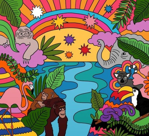 Хиппи живопись Рик и Морти
