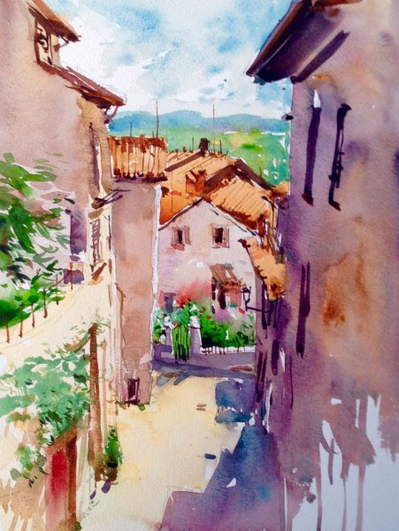 Улочки Италии акварель