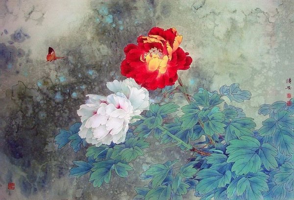 Китайская живопись гунби Лотос