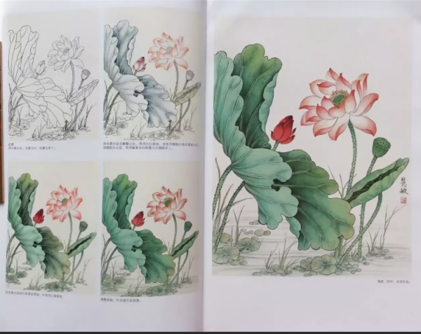 Китайская живопись гунби Лотос