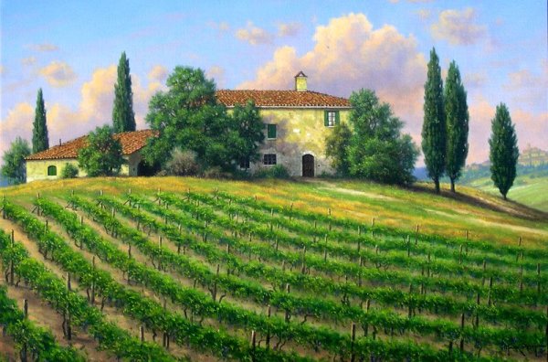 Тоскана виноградники живопись