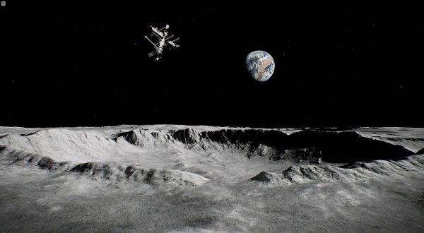 Панорама лунной поверхности