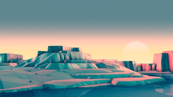 Low Poly Art пейзаж