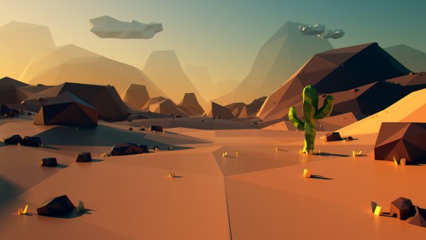 Low Poly пейзажи пустыни