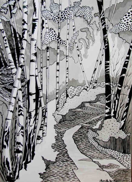 Стилизованный графический пейзаж