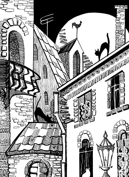 Стилизованный графический пейзаж