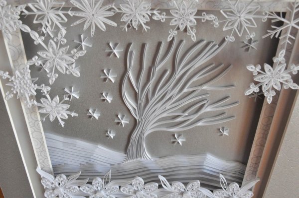 Квиллинг зимний пейзаж