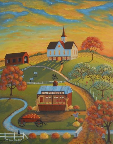 Пейзаж осенний примитивисты