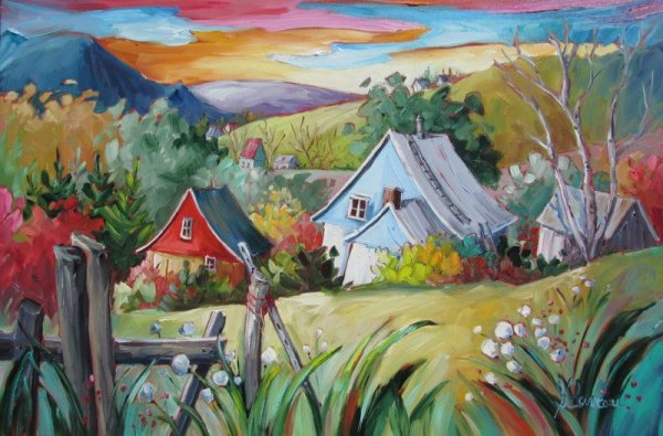 Сельский пейзаж батик