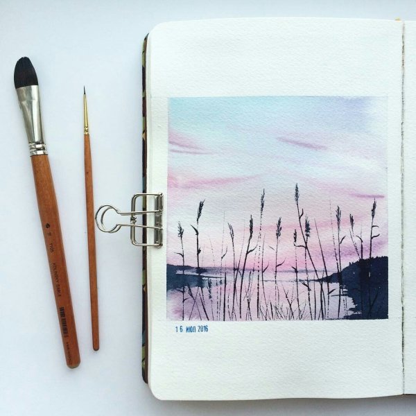 Пейзажи акварелью в скетчбуке