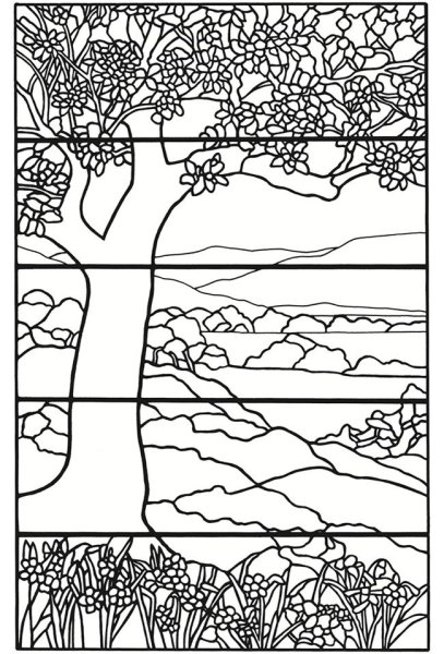 Трафареты для витража пейзажи