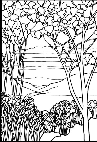 Трафареты для витражей природа