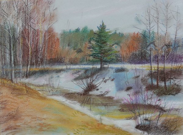 Весна пейзаж пастель