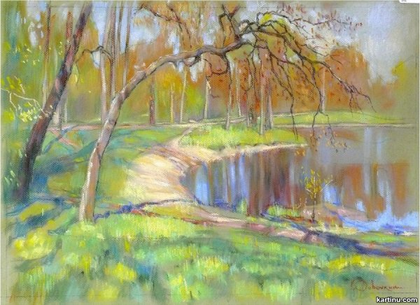 Весенний пейзаж пастелью