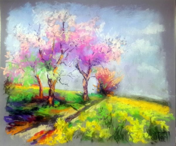 Весна масляной пастелью