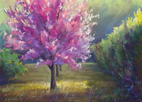 Весенний пейзаж масляной пастелью