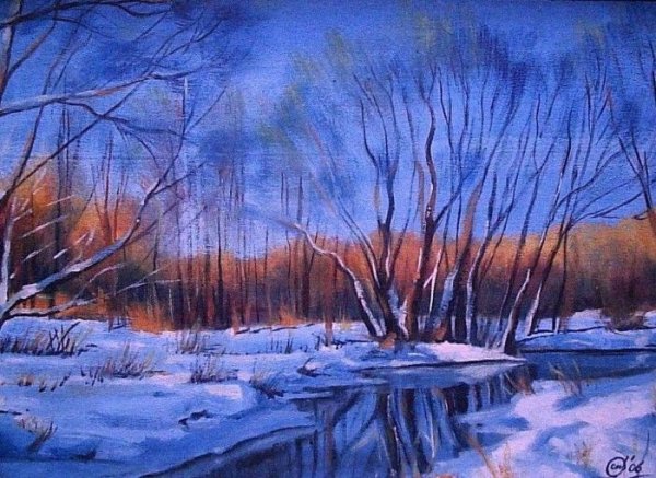 Весенний пейзаж акварелью