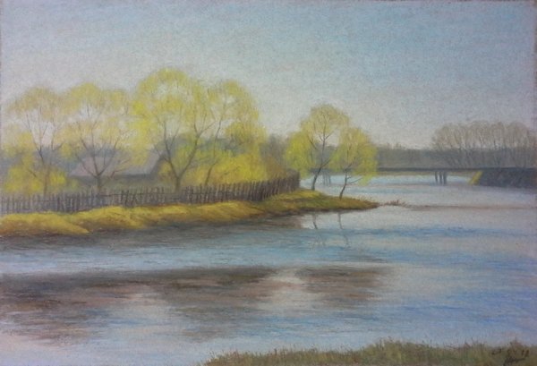 Дерево масляной пастелью