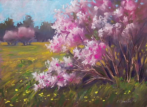 Зимний пейзаж пастелью