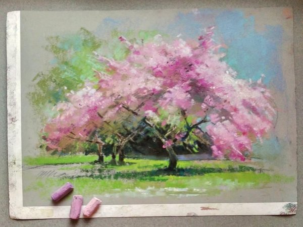 Пастель деревня живопись