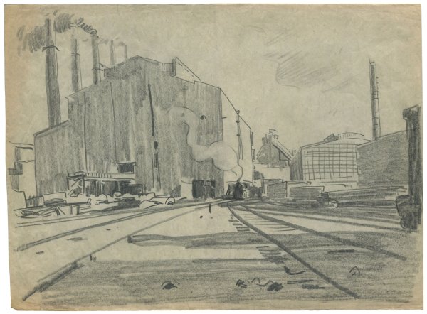 Завод рисунок карандашом