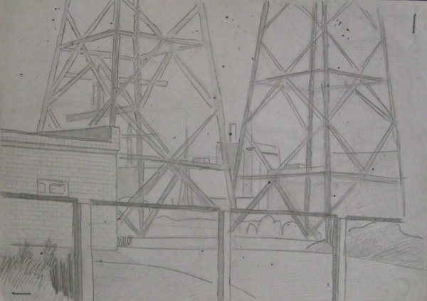 Промышленный пейзаж набросок